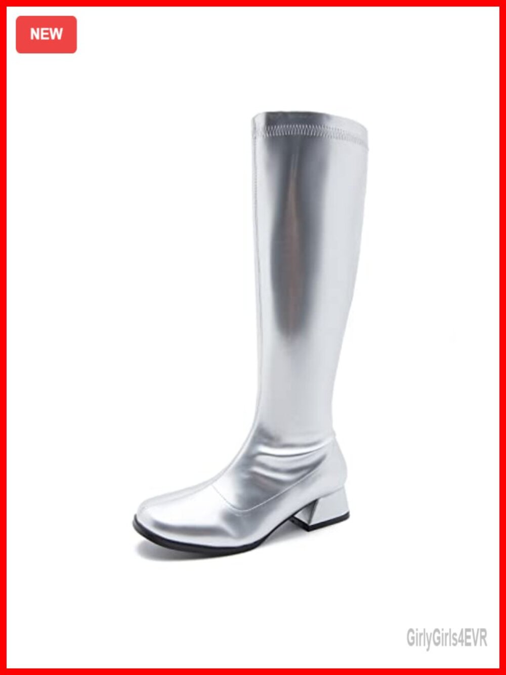 Women's Knee-High Boots Low Block Heel Side Zipper Party Dance Shoes